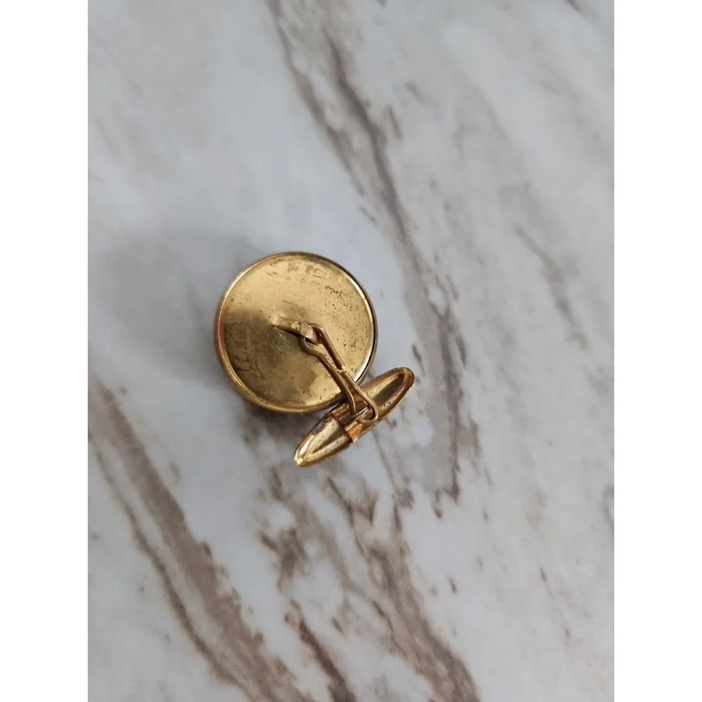 Vintage Goldtone Wise Old Owl Button Cufflinks Unsigned